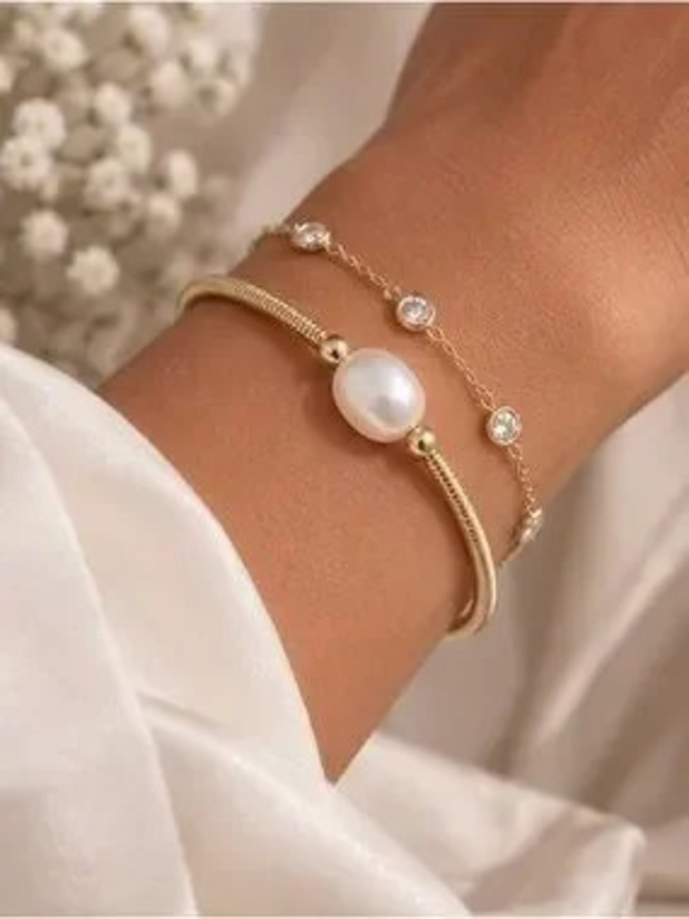 Gold Freshwater Pearl Bracelet for Women